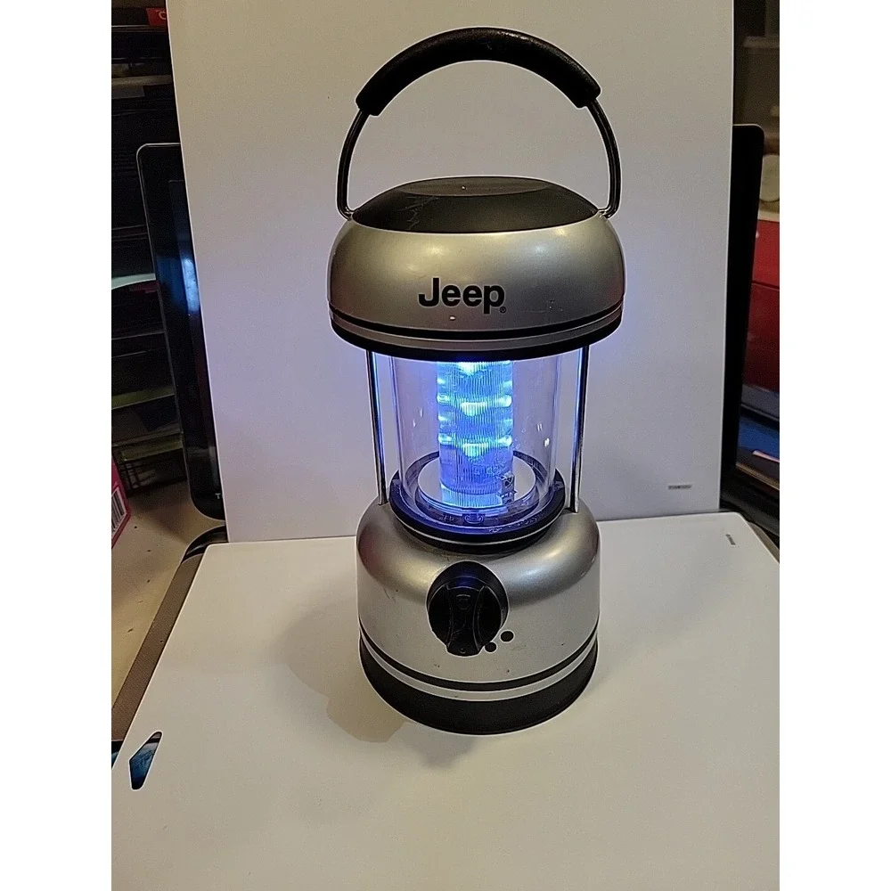 Jeep Battery Operated LED Silver Lantern Camping Light